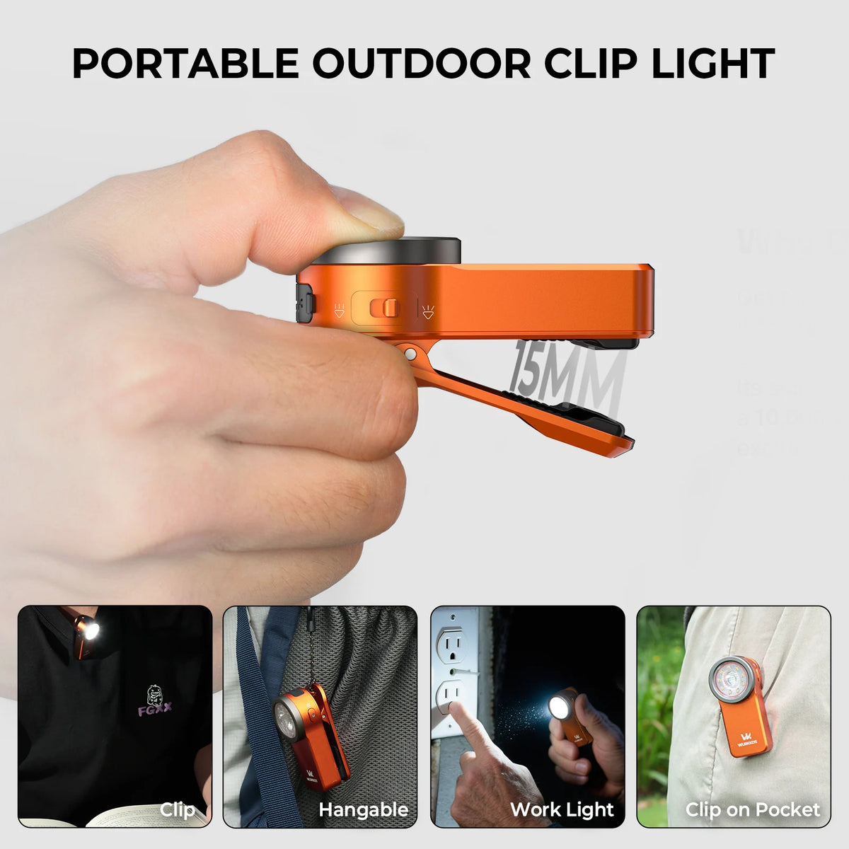 Wurkkos HD03 680LM Mini Clip Light USB Rechargeable Pocket Flashlight Spotlight/Floodlight Portable RGB Torch with Magnet