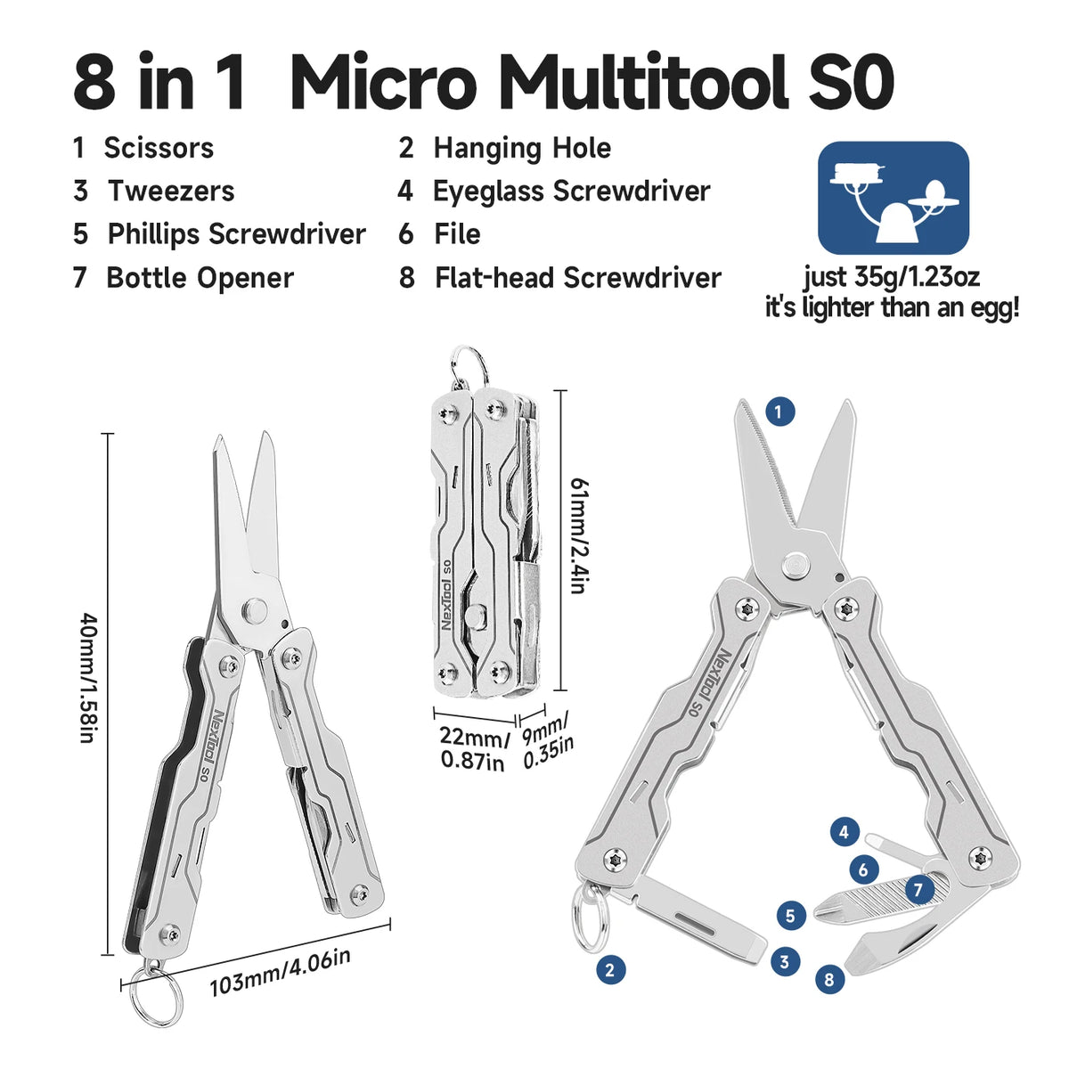 NexTool Multitool Mini Flagship F12 Mini Sailor S0 S11 Pro E1 Adjustable Wrench W1 W2 All Portable EDC Multitool Hand Tools