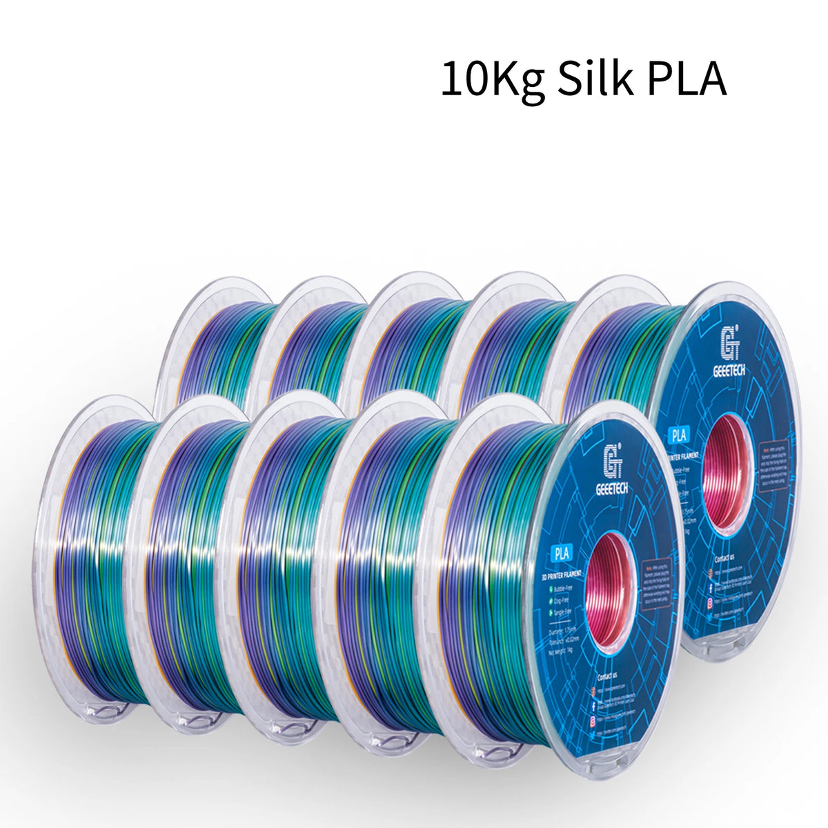 GEEETECH 10Kg In One Box Matte/PETG/Silk PLA/TPU/ABS 3D PLA Filament 1.75mm Spool Wire For 3D Printer Material,Safety