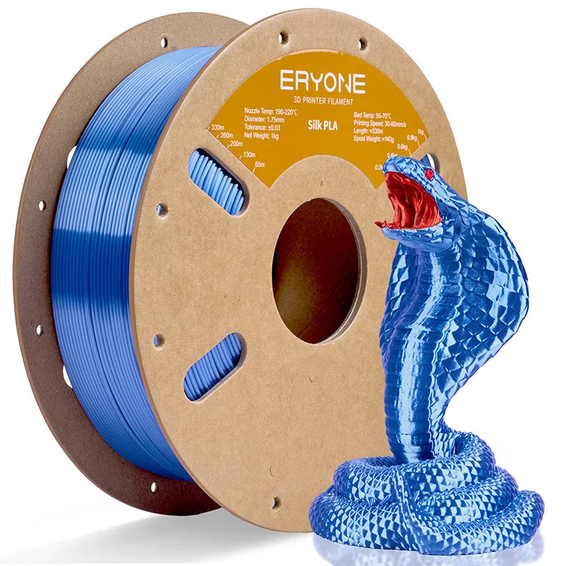 ERYONE 1KG Silk PLA 3D Printer Filament 1.75mm, Premium Silk Shiny Finish Single Color, Glossy Smooth Surface 1kg Spool