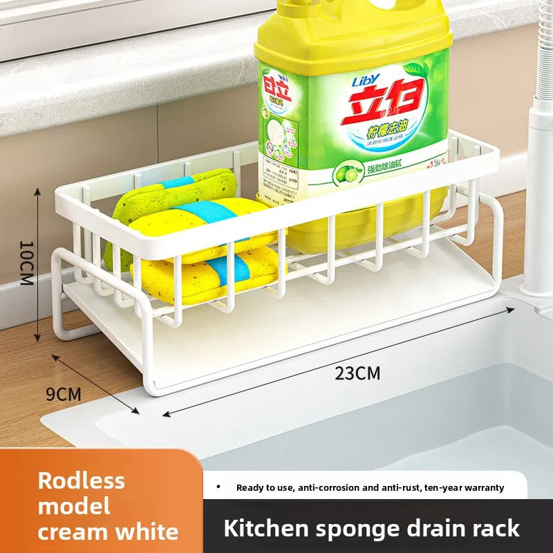 Kitchen Sink Sponge Holder, Multifunctional Countertop Storage Organizer Basket, Household Sink Caddy for Rag, Dishcloth, Bathroom Vanity Table Drainage Rack