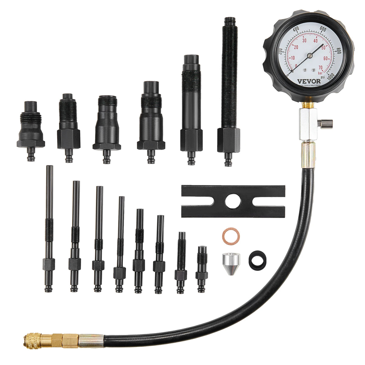 SucceBuy Diesel Engine Compression Tester 18 pcs Cylinder Pressure Test Tool Kit Diesel Injector Tester Check Cylinder For Truck