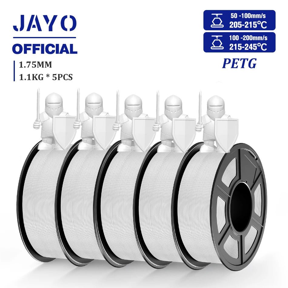 JAYO 5 Rolls 3D Filament PLA/PLA META/PETG/SILK PLA+/Wood/PLA Marblel/ APLA 1.75mm1.1KG 3D Printer Filament for FDM Muticolor
