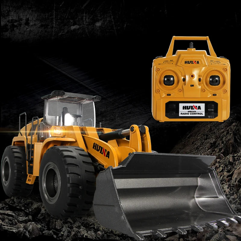 1/14 22CH RC Bulldozer HUINA 1583 Semi-Alloy Heavy Truck Remote Control Loader Car Engineering Forklift Vehicle Toys