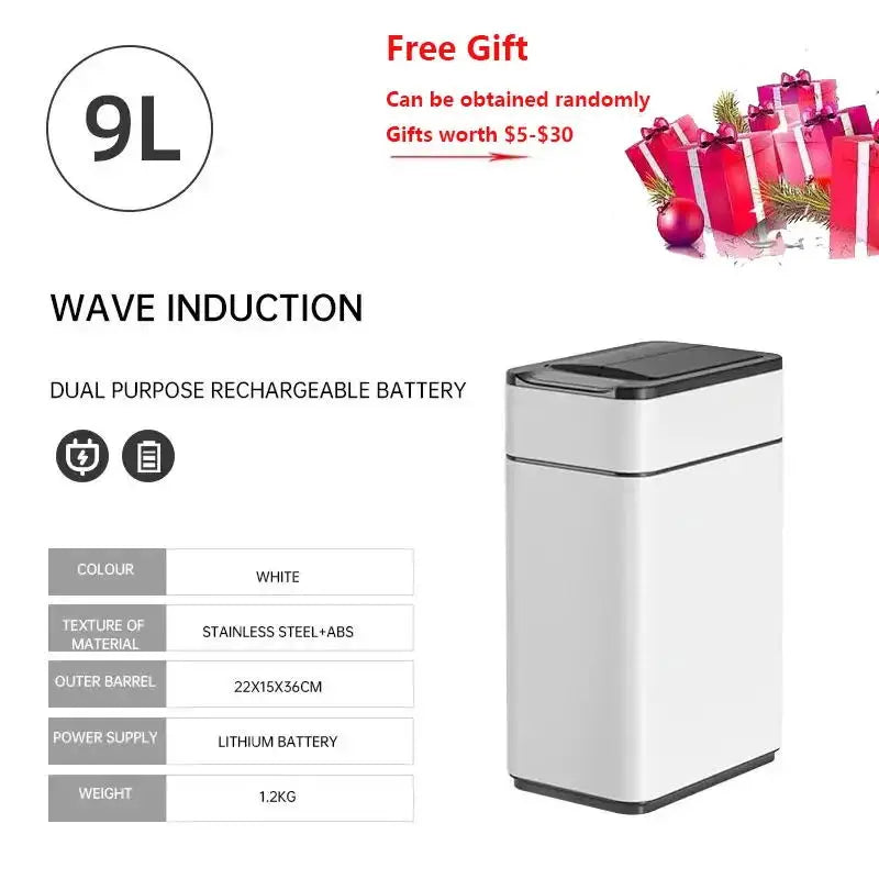 9/15/20/30/40/50/60L Garbage Bin Large-capacity Stainless Steel Smart Sensor Trash Can Automatic Waste Bins Kitchen Trash Can