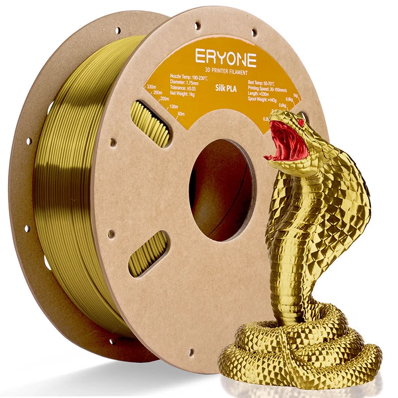 ERYONE 1KG Silk PLA 3D Printer Filament 1.75mm, Premium Silk Shiny Finish Single Color, Glossy Smooth Surface 1kg Spool