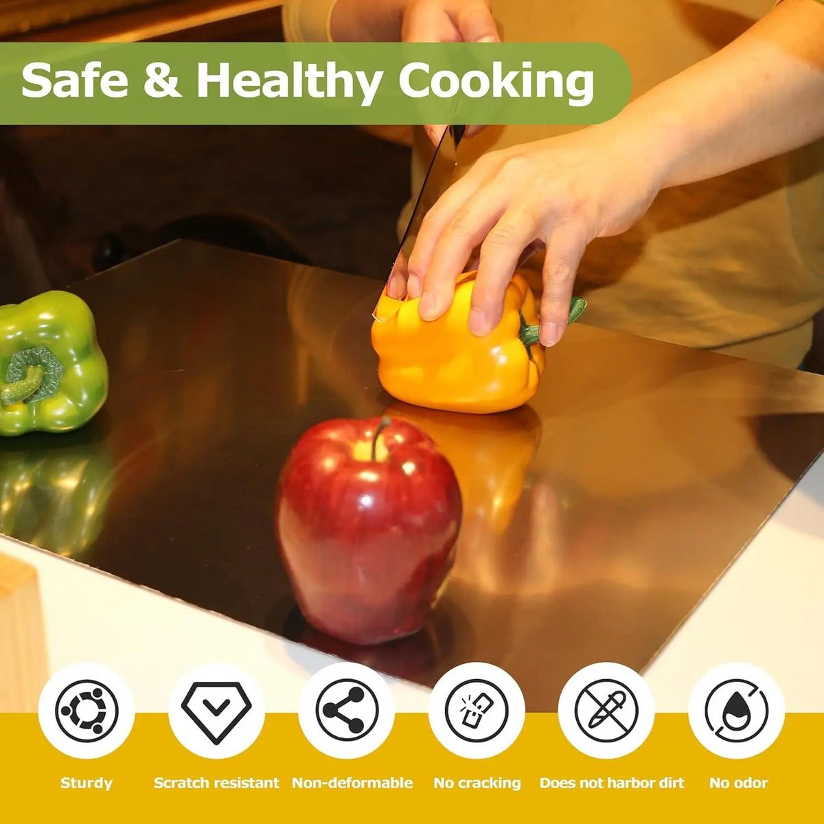 Large Stainless Steel Cutting Board 304 with Lid And Non-Slip Pad Kitchen Chopping Board for Meat Suitable for Countertop