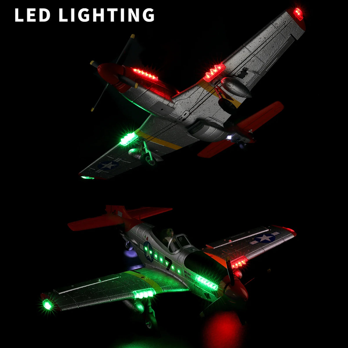 WLtoys XK A280 RC Plane, 4-CH P51 Mustang RC Airplane with Lights, 6G/3D Brushless Remote Control Airplane, Suitable for Adults