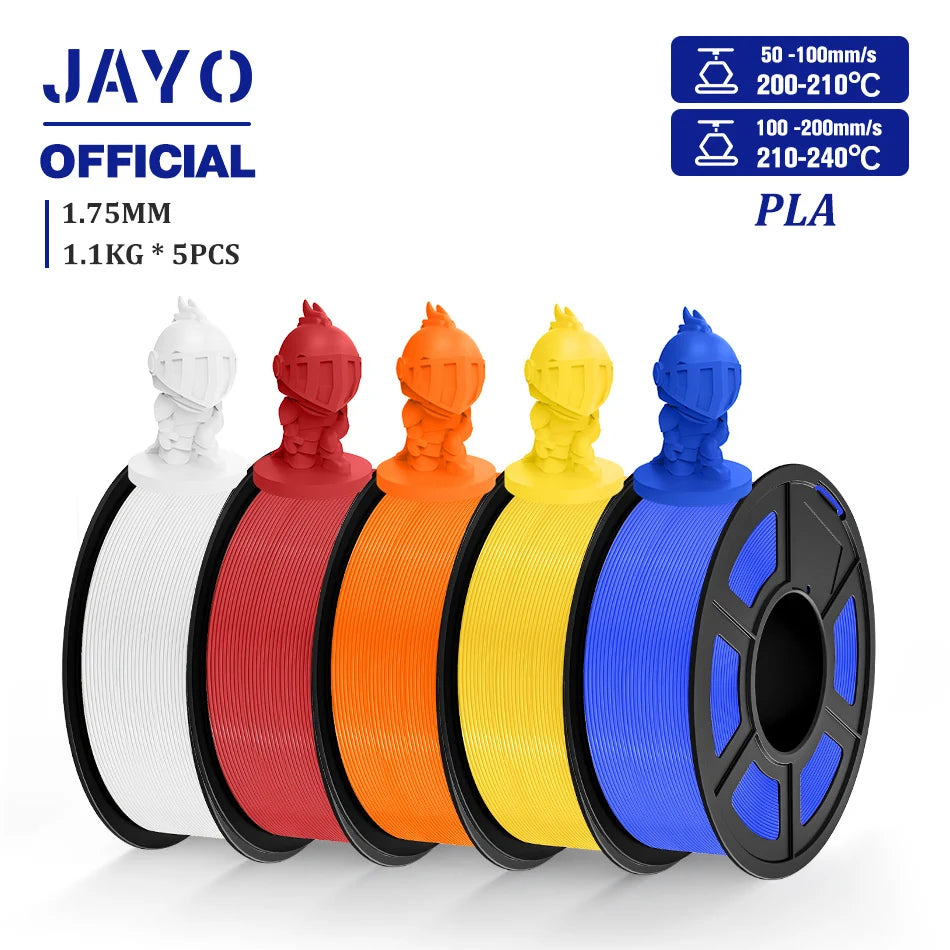 JAYO 5 Rolls 3D Filament PLA/PLA META/PETG/SILK PLA+/Wood/PLA Marblel/ APLA 1.75mm1.1KG 3D Printer Filament for FDM Muticolor