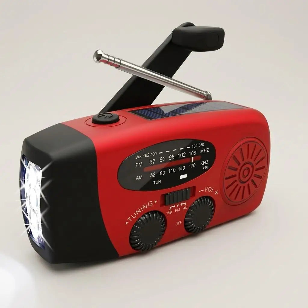 Portable Solar Hand Crank Radio with 2000mAh Power Bank Emergency Weather Radio AM FM NOAA Weather Alert LED Flashlight Survival Gear for Home Blackout Severe Weather Camping Hurricane Preparedness Emergency Kit for Home Offi