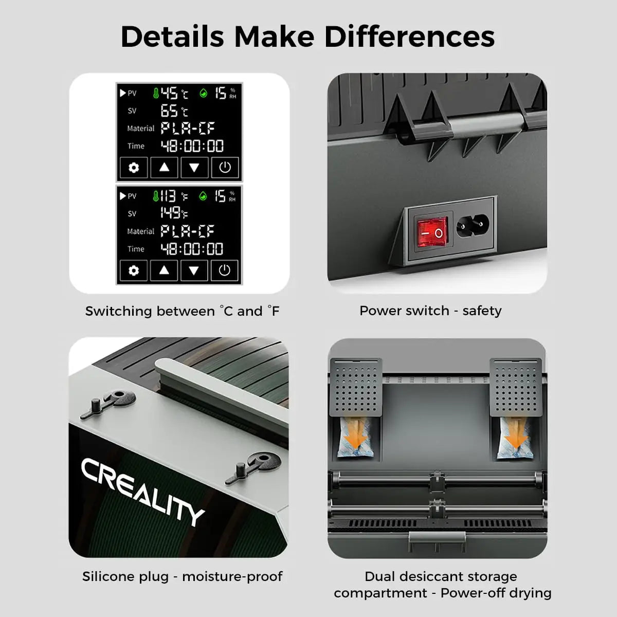 Creality Space Pi Filament Dryer Plus 2 Spools Upgraded 3D Printer 2 Rolls Fits 1.75/2.85mm PLA PETG ABS TPU Filament