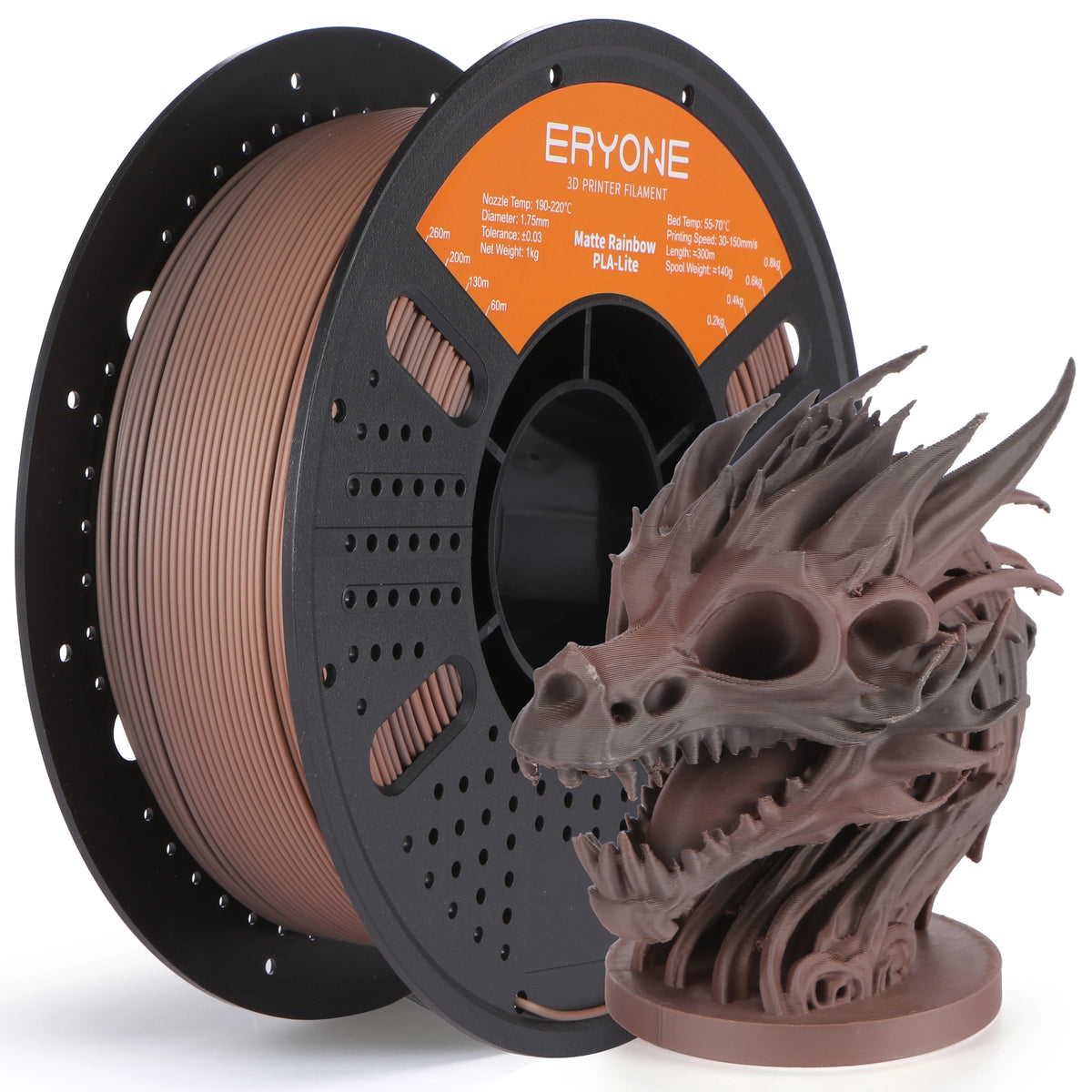 ERYONE 1KG PLA Lite Rainbow 3D Printer Filament, Changing Filament 1.75mm, Multicolor Gradient 1KG Spool Fit Most FDM Printers