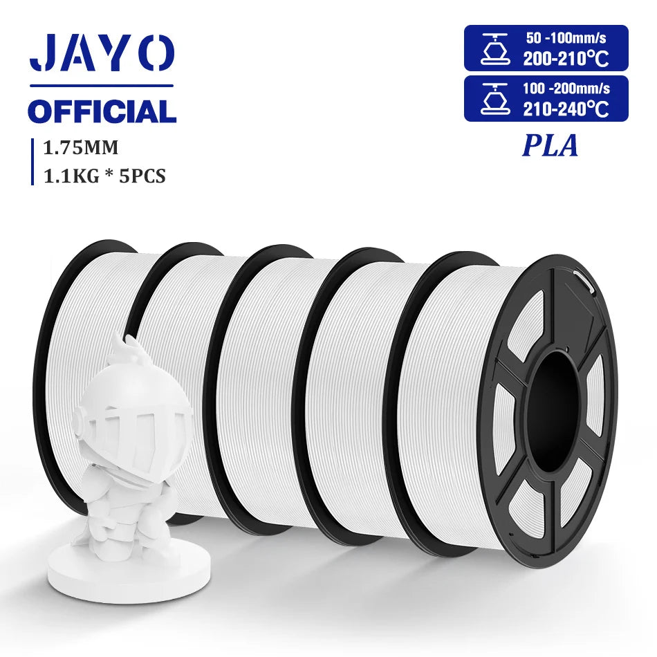 JAYO 3D Filament PLA/PLA META/PETG/SILK PLA+/Wood/PLA Marblel/ APLA 1.75mm 5Roll 1.1KG/0.5KG 3D Printer Filament for 3D Printer