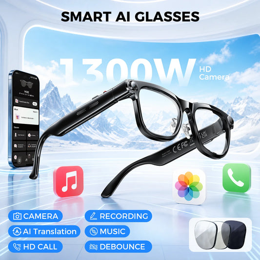 2026 1300W Pixel 4K HD Camera Smart Glasses AI Translation ChatGPT Music Play Voice Dual Microphone BT Call Sunglass Men Woman