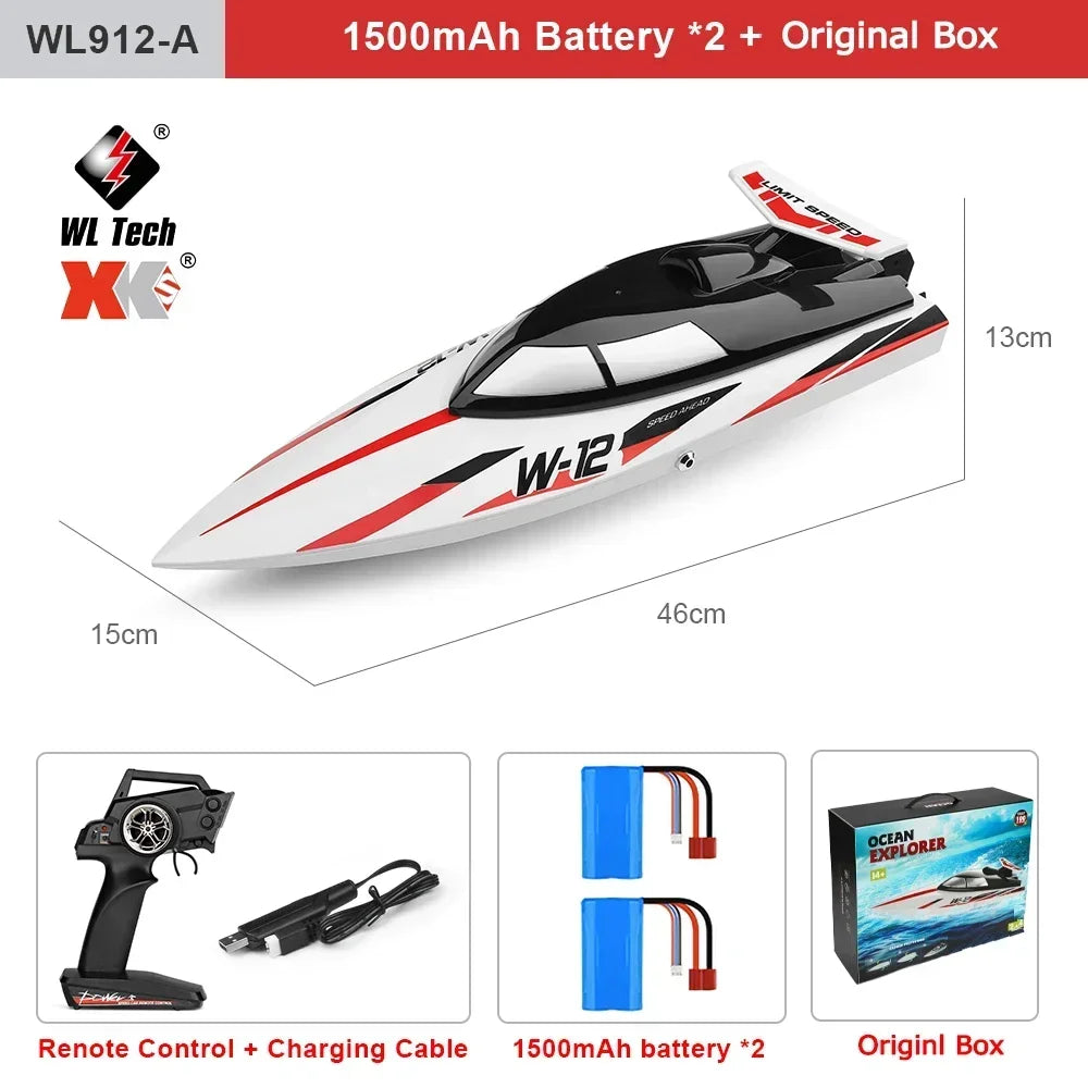 WLtoys WL916 WL912-A RC Boat 2.4Ghz 55KM/H Brushless High Speed Racing Ship Remote Control Speedboat Toys For Adults