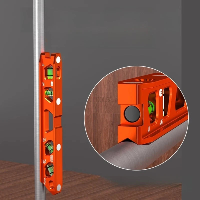 High-precision Strong Magnetism Bubble Level Solid Cast Aluminum Construction Spirit Level V-Groove & Magnet Track Angle Finder