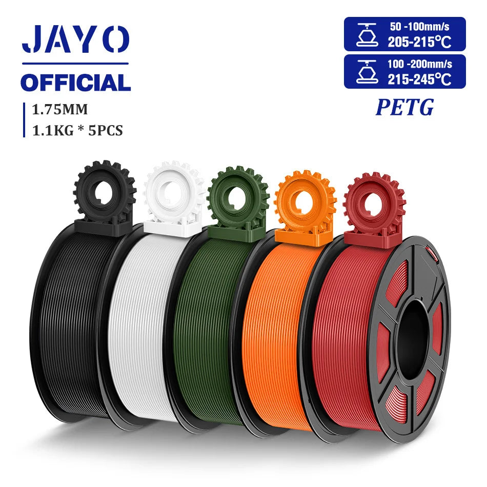 JAYO 3D Filament PLA/PLA META/PETG/SILK PLA+/Wood/PLA Marblel/ APLA 1.75mm 5Roll 1.1KG/0.5KG 3D Printer Filament for 3D Printer