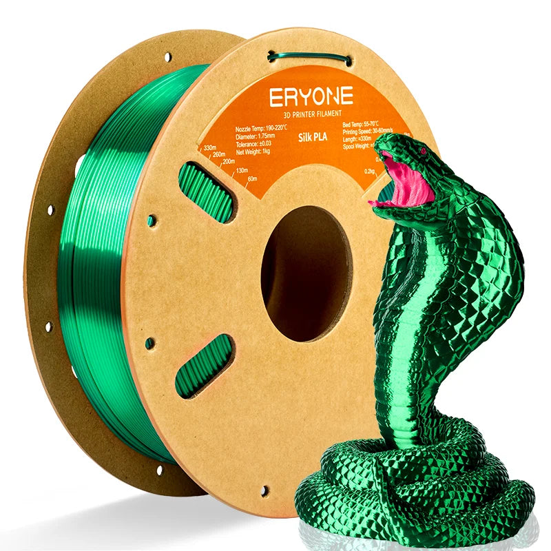 ERYONE 1KG Silk PLA 3D Printer Filament 1.75mm, Premium Silk Shiny Finish Single Color, Glossy Smooth Surface 1kg Spool