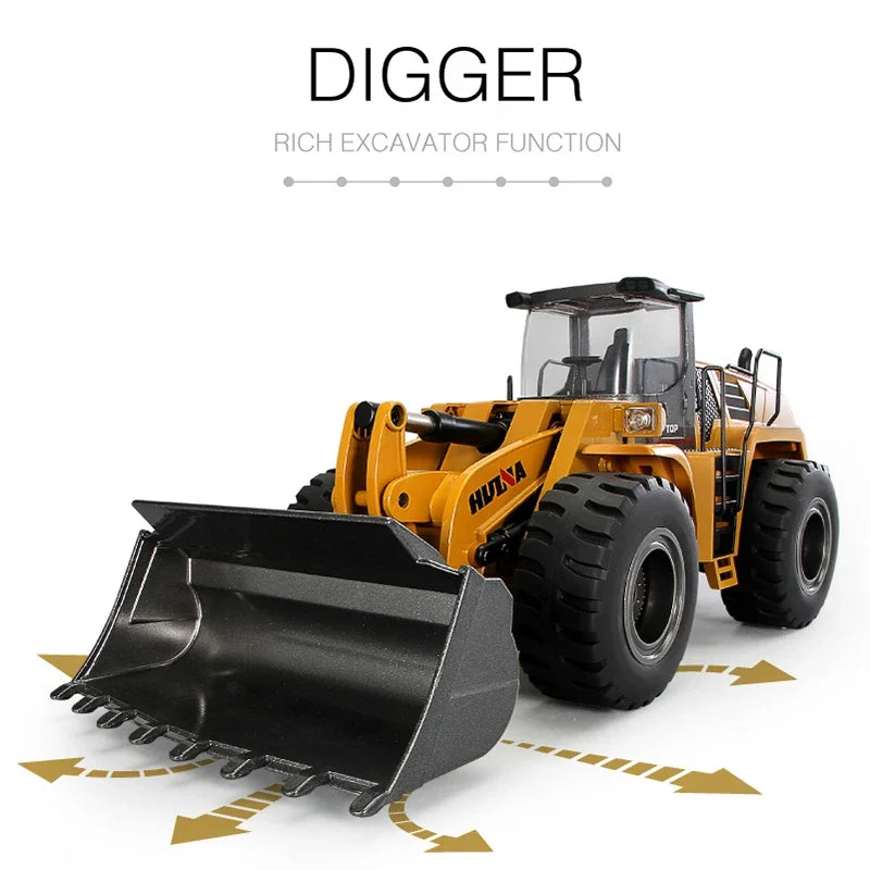1/14 22CH RC Bulldozer HUINA 1583 Semi-Alloy Heavy Truck Remote Control Loader Car Engineering Forklift Vehicle Toys
