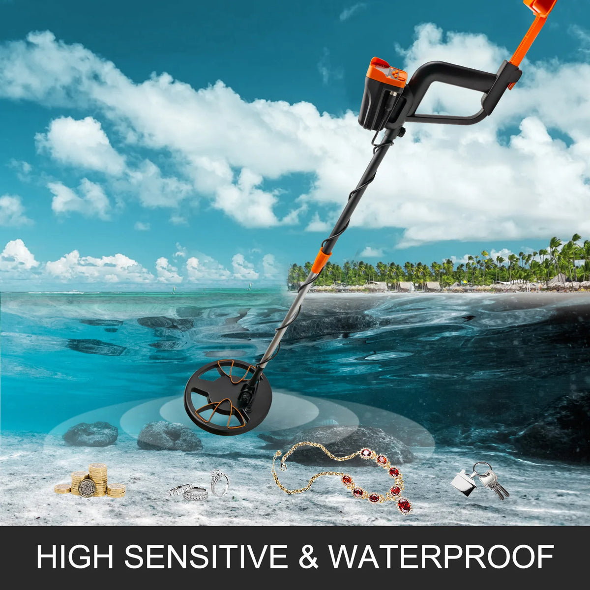 SucceBuy Metal Detector Waterproof Disc Underwater Underground High Accuracy Sensitive LCD Display Humanity for Adults Children
