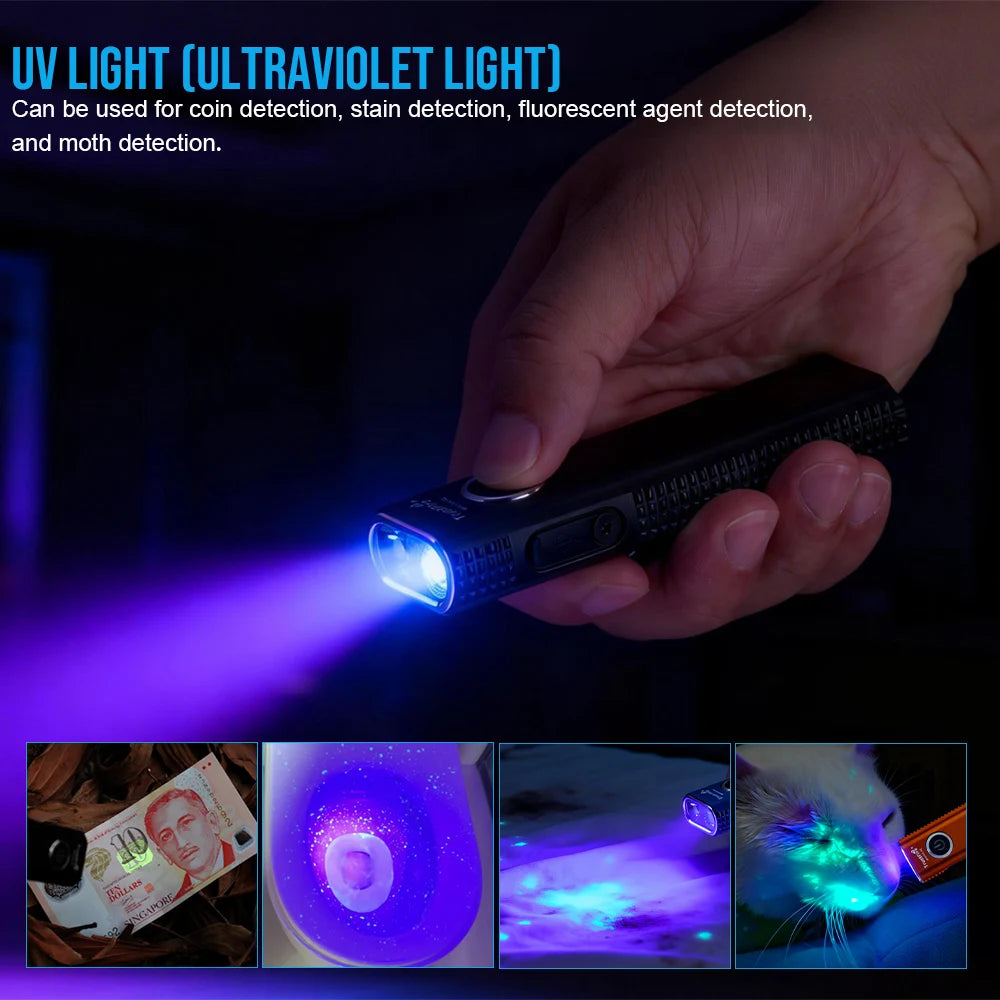 Trustfire MINIX6-SE 1500 Lumens EDC LED Flashlight IPX6 Rechargeable LED Torch with White UV Light Lantern Strobe SOS Magnetic Tail for Camping