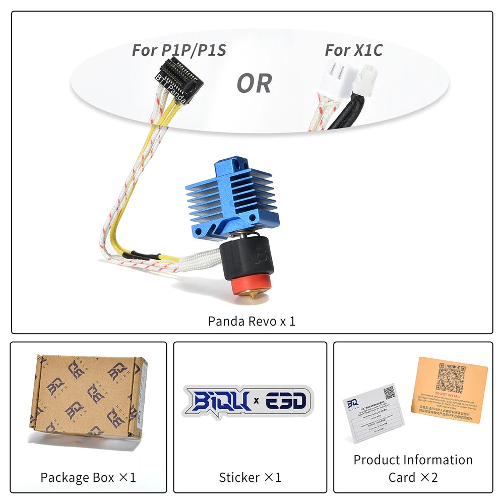 BIGTREETECH Panda revo P1 X1 Hotend E3D Brass V6 Nozzle High Flow 60W ceramic heater Compatible original Bambu P1 X1C 3D Printer