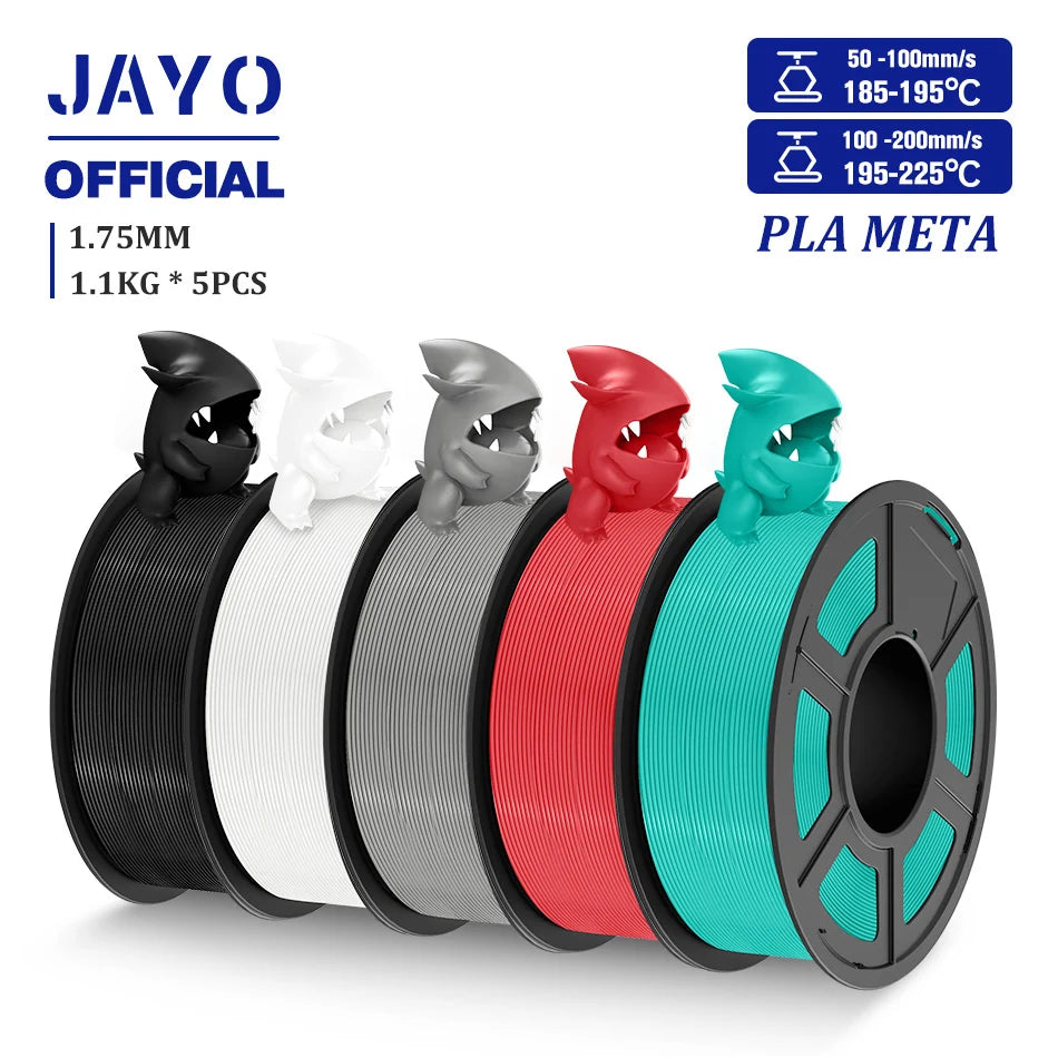 JAYO 5 Rolls 3D Filament PLA/PLA META/PETG/SILK PLA+/Wood/PLA Marblel/ APLA 1.75mm1.1KG 3D Printer Filament for FDM Muticolor