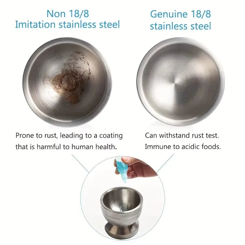 1Pc 18/8 (304) Stainless Steel Mortar and Pestle Set, Mortar and Pestle with Non-Slip Base for Spice Grinder, Pesto Maker for Kitchen