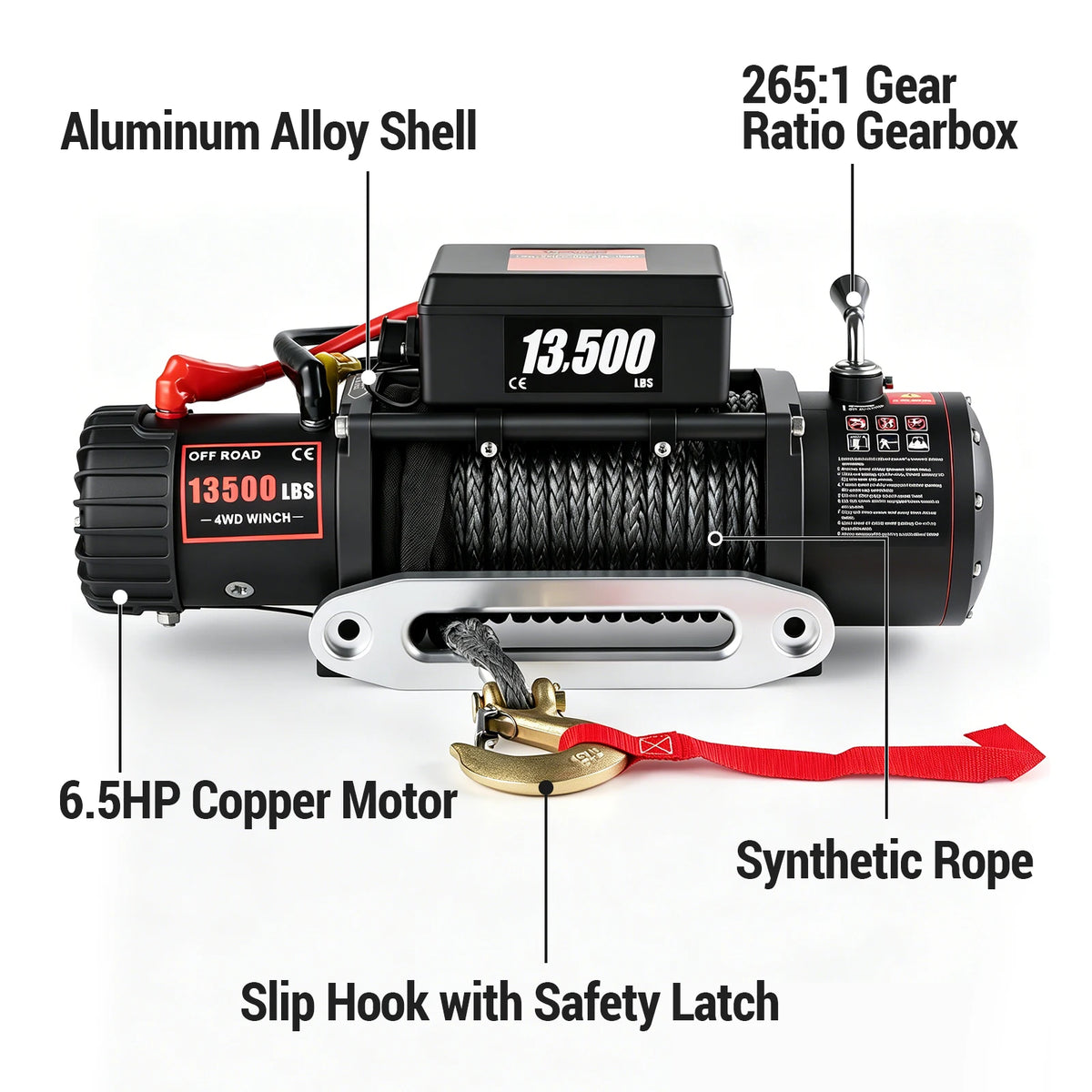 SIHAO Vevor 13500lbs ATV/UTV Electric Winch 12V with 27M/92FT IP67 Waterproof Lifting Hoist for 4X4 Car Trailer ATV Truck Remote Control for Towing Off-Road SUV 8