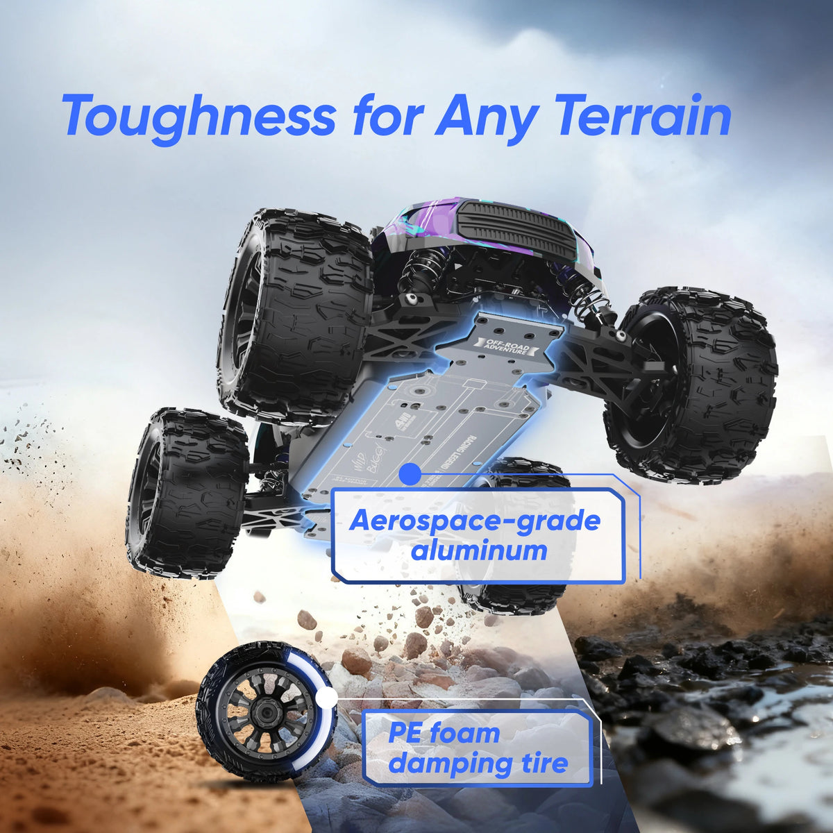 JIUSI PT14R 1/14 RC Car 80km/h High Speed Off-road RC Truck Brushless 2.4G Remote Control 4WD 3S 35C 2200mAh