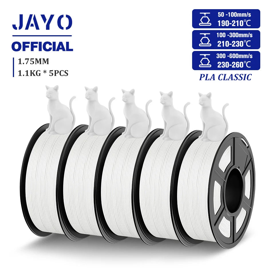 JAYO 3D Filament PLA/PLA META/PETG/SILK PLA+/Wood/PLA Marblel/ APLA 1.75mm 5Roll 1.1KG/0.5KG 3D Printer Filament for 3D Printer