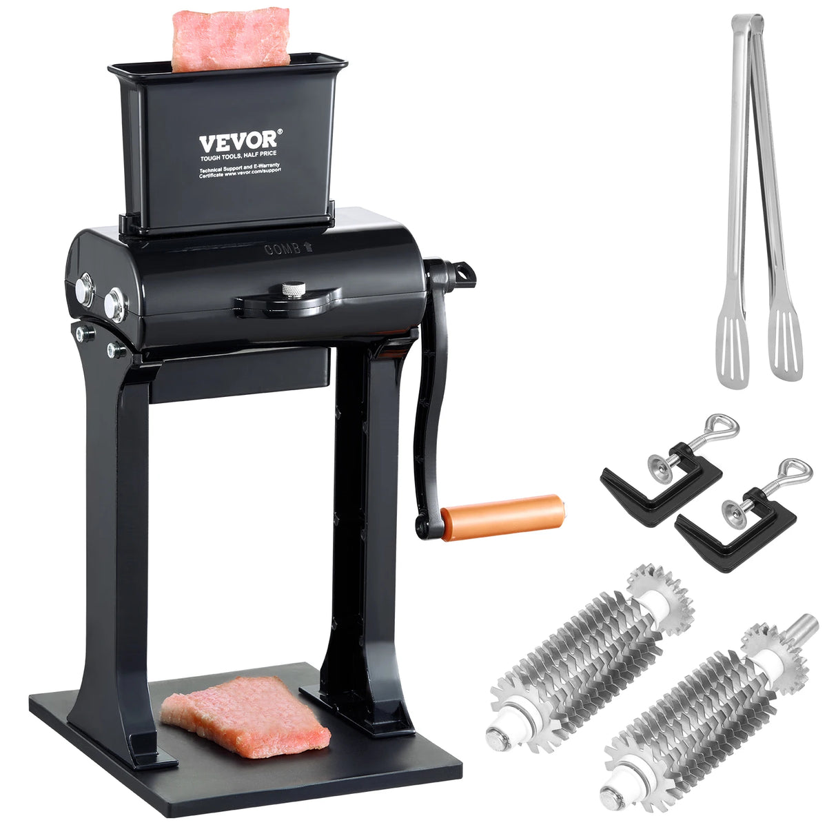 SucceBuy Commercial Meat Tenderizer Heavy Duty Stainless Steel Meat Tenderizer Machine Quick and Easy Manual Operation Kitchen
