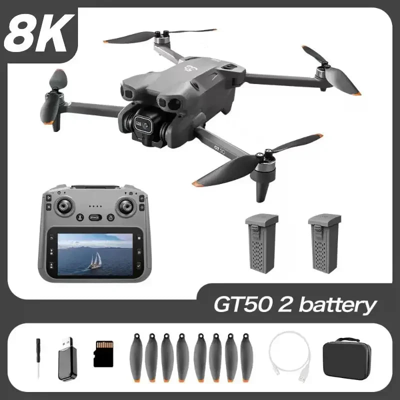 Original GT50 Drone FPV 8K Professional 4K HD Dual Camera WIFI Light Flow Brushless Motor Obstacle Avoidance Quadcopter kid Toys