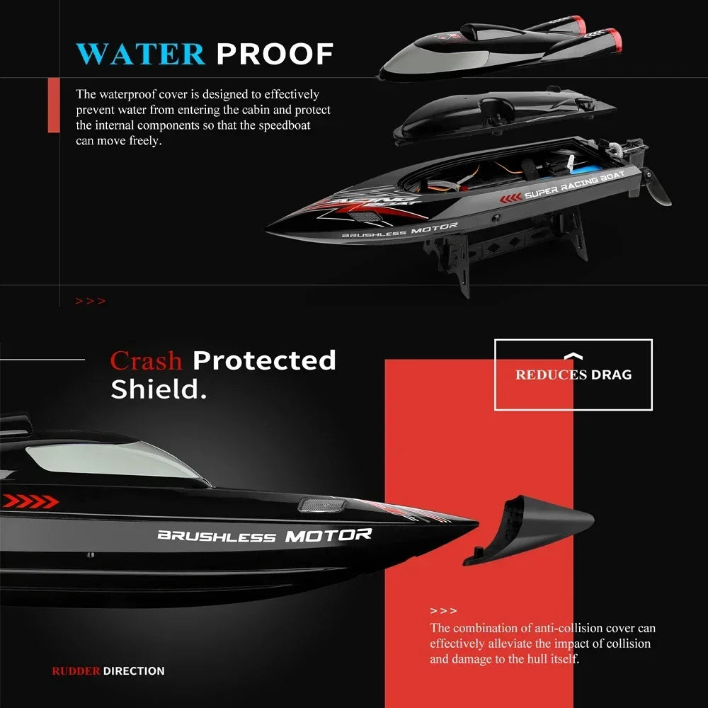 WLtoys WL916 WL912-A RC Boat 2.4Ghz 55KM/H Brushless High Speed Racing Ship Remote Control Speedboat Toys For Adults