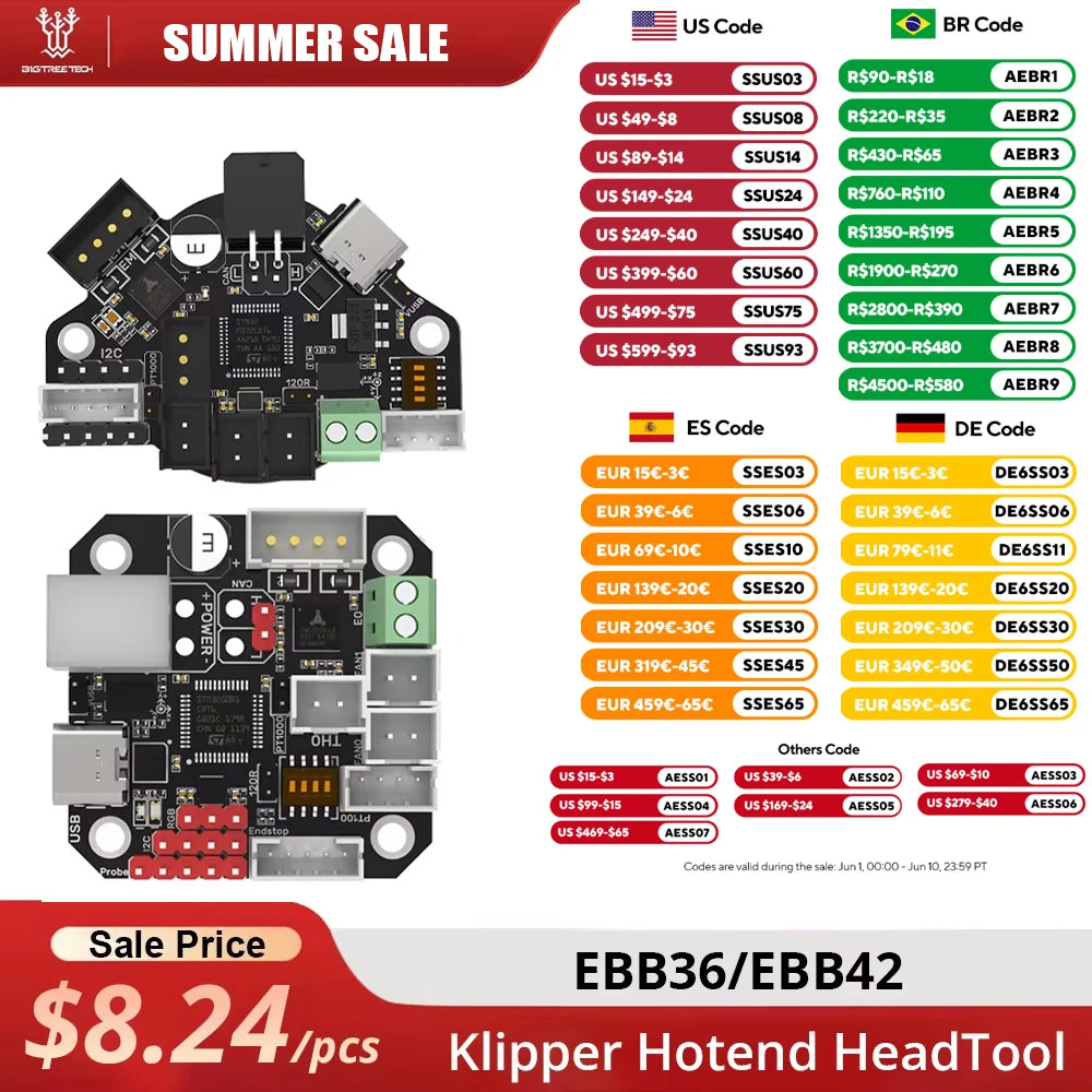 BIGTREETECH EBB36 EBB42 CAN GEN2 Board Support Canbus PT100 For Klipper Hotend HeadTool 36 stepper motor Ender3 3d Printer Parts