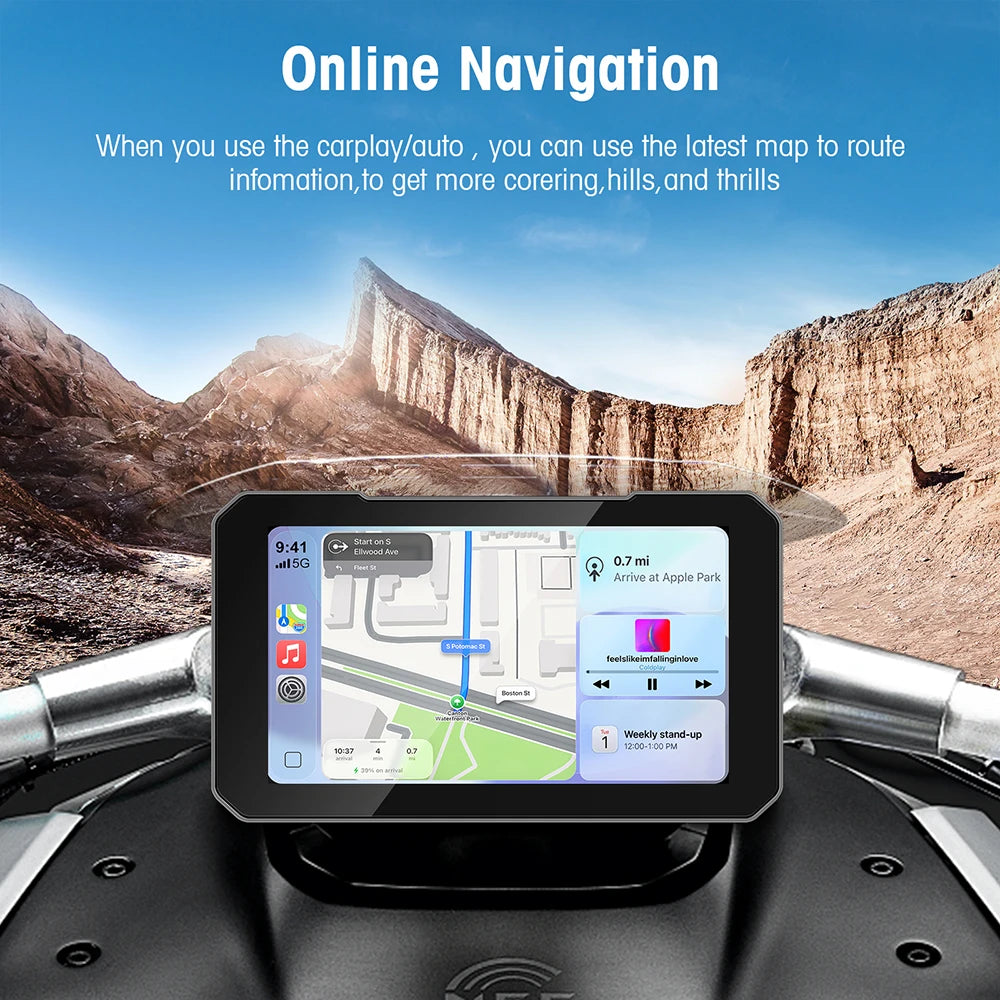 5-Inch Touch Screen Motorcycle CarPlay Screen Support Wireless CarPlay and Android Auto Waterproof