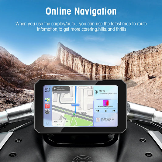 5-Inch Touch Screen Motorcycle CarPlay Screen Support Wireless CarPlay and Android Auto Waterproof