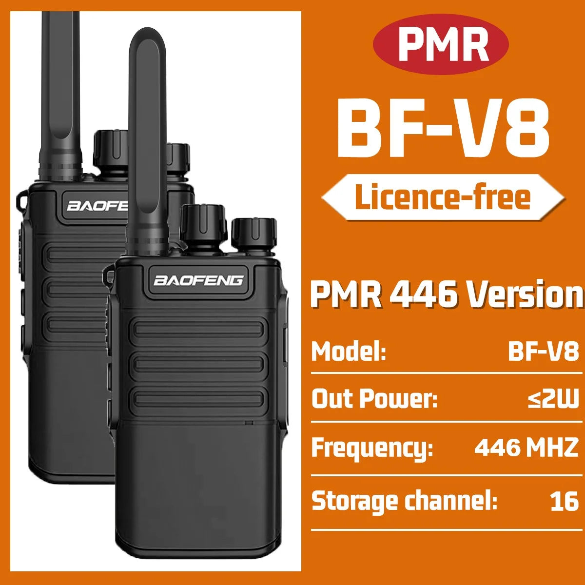 2PCS Baofeng BF-V8 Mini Walkie Talkie PMR Legal Frequency Wireless Copy VOX Portable Two Way Radio For Outdoor Camping Hiking