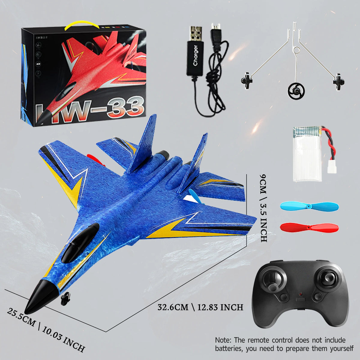 HW33 RC Fighter Jet Toy - Fixed-Wing Remote Control Plane with 6-Axis Gyroscope, Lightweight Foam Structure, Compact Precision E