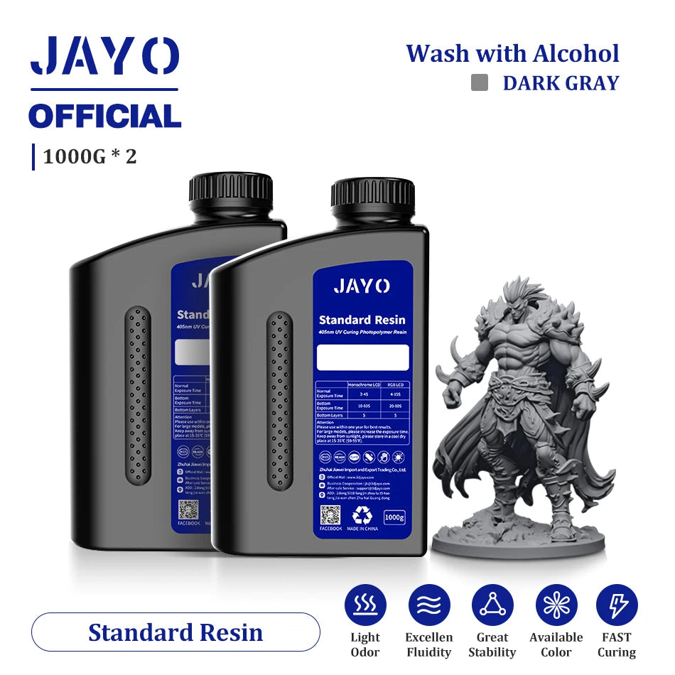 JAYO 3D Printer Resin Fast Curing Standard/ Standard Plus/ 14K Standard/ ABS Like 3D Resin For LCD SLA DLP 3D Printers