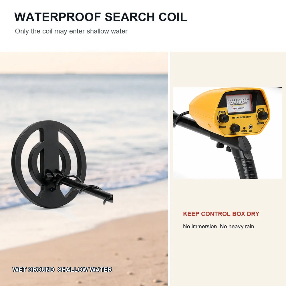 Metal Detector Kit for Adults Waterproof Search Coil Adjustable Stem Gold Coin Jewelry Treasure Finder with Headphones Carry Bag Analog Meter or Digital LCD for Beach Park Field Camping Outdoor Use