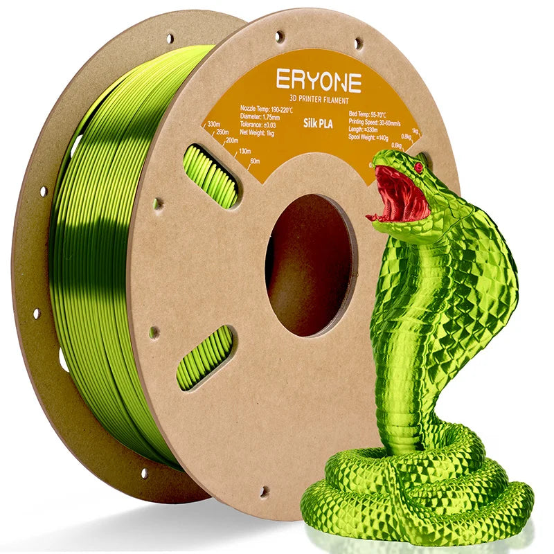 ERYONE 1KG Silk PLA 3D Printer Filament 1.75mm, Premium Silk Shiny Finish Single Color, Glossy Smooth Surface 1kg Spool