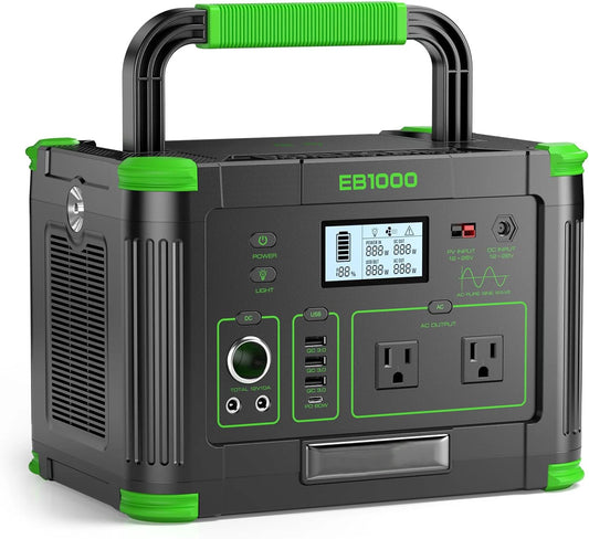 EBL 999Wh 1000W Portable Power Station for Camping,Wireless Charger