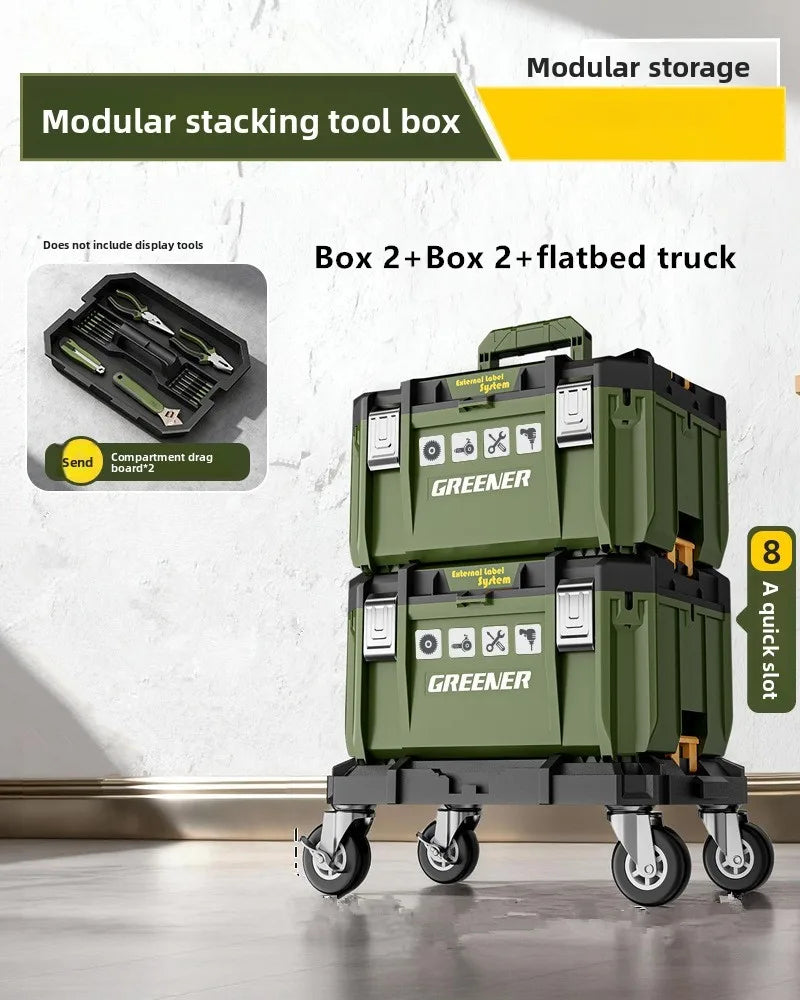 Multi Functional Large Capacity Stackable Toolbox Set, Large Hardware Widened Storage Box