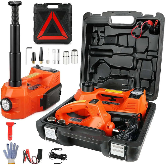 Tacleekii 5 Ton Electric Hydraulic Car Jack 11023 LBS Auto Lift Jack with Tire Inflator LED Light & Impact Wrench Portable Emergency Tool for Sedan SUV MPV Truck