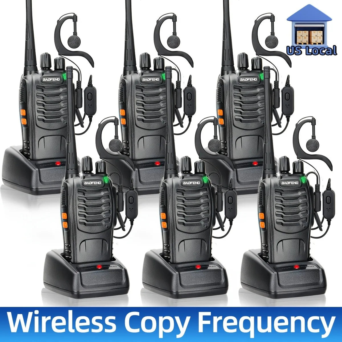 Baofeng 6/8Pcs BF 888S Walkie Talkie UHF 400 470MHz Long Range Two Way Ham Radios Transceiver for Hunting Hotel