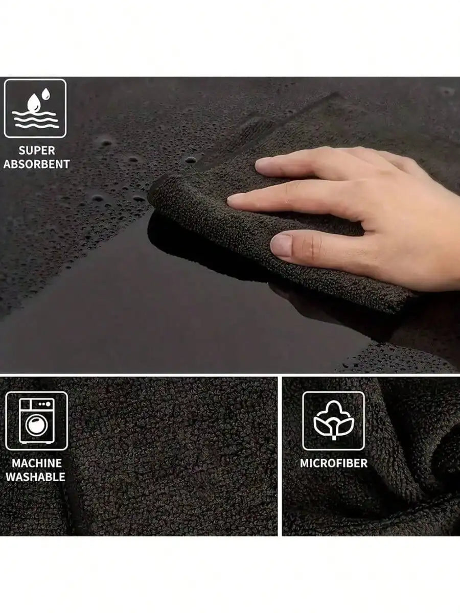 10pcs Kitchen Towel Set, Black And Light Gray Super Absorbent Microfiber Cleaning Cloths, Strong Water Absorption, Soft, Stain Removal, Suitable For Cleaning Glass, Cooking Countertops, Pots And Pans, Faucets, Range Hoods, Ca