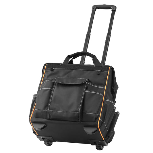 SucceBuy Rolling Tool Bag 110 lbs Load Capacity 25 Pockets Adjustable Handle & Stable Organizers with Wheels for Construction