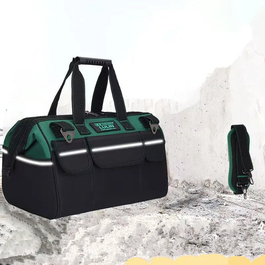 One-Piece Green 17-Inch 18inch 21inch Electrician's Tool Bag, Large Pocket Canvas Portable Oxford Cloth Repair Tool Box, Extra Thick Large Capacity Tool Bag, Suitable for Electricians, Home Renovation, Fishing, and Various Re