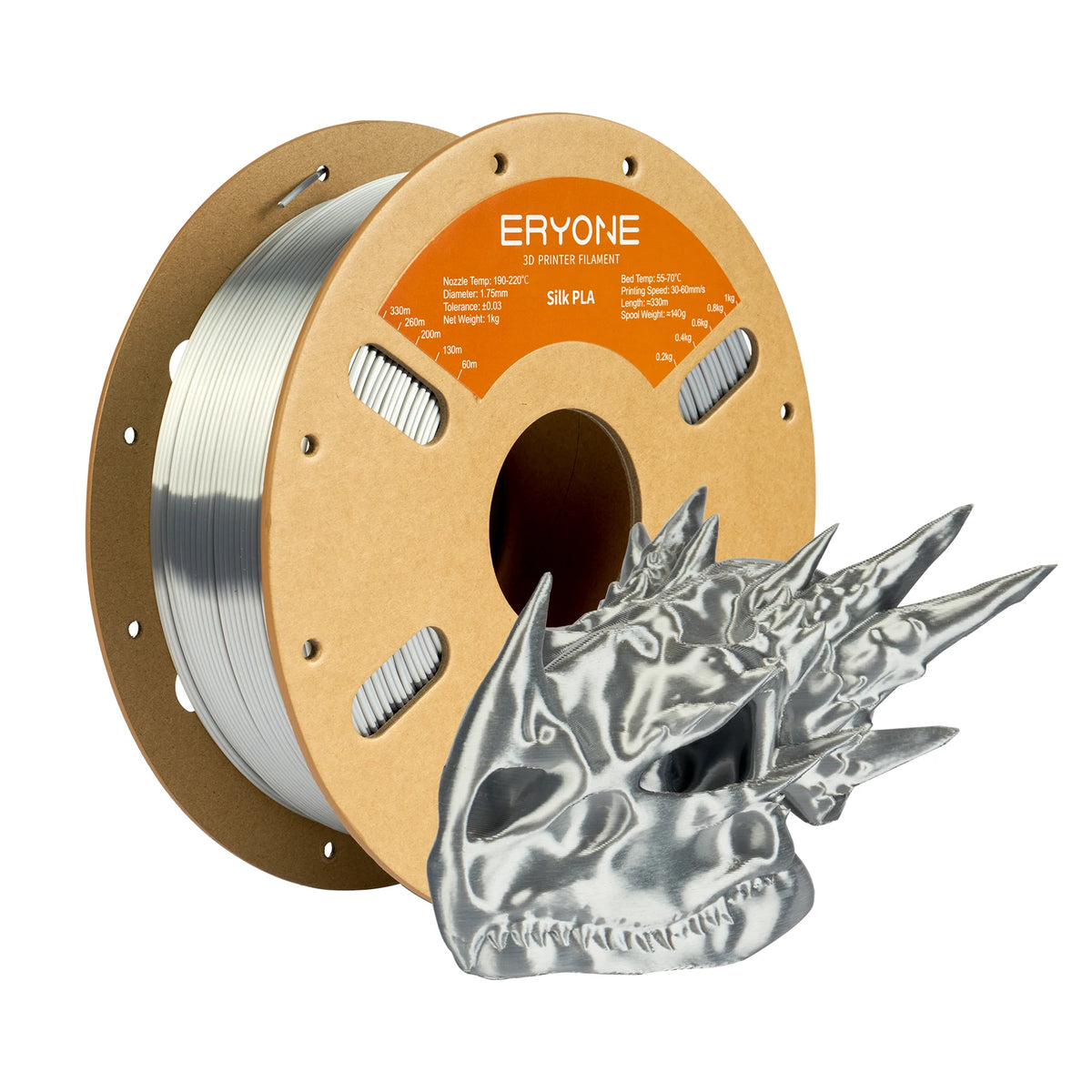ERYONE 1KG Silk PLA 3D Printer Filament 1.75mm, Premium Silk Shiny Finish Single Color, Glossy Smooth Surface 1kg Spool